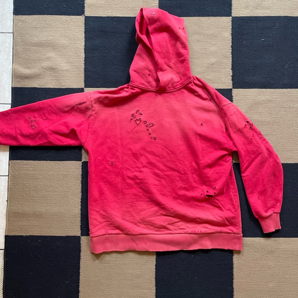 Pink Acne Studios Oversized Hand Stitched Accents Distressed Hoodie 2023/2024